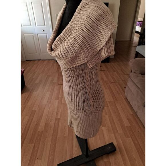 New Size XL Derek Heart Tan Short Sleeve Lightweight Loose Knit Sweater Dress - Picture 4 of 5